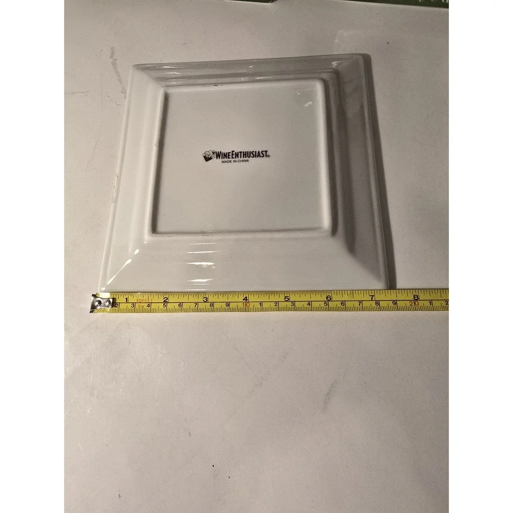 Wine Enthusiast Cellar 3 Squares Hand-Painted Dessert Luncheon Plates Set /0441